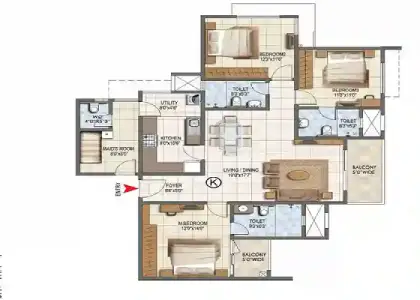Godrej Vanantara Apartment 4.5 BHK Floor Plan by Godrej Properties located at Bannerghatta Road, Bangalore Karnataka